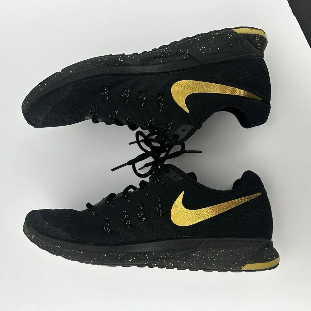 Nike Mens 12 Running Shoe Black And Gold Air Zoom Pegasus 34 Nike Low Top VGC